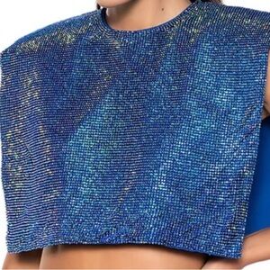 AKIRA Blue Sequin Crop Top